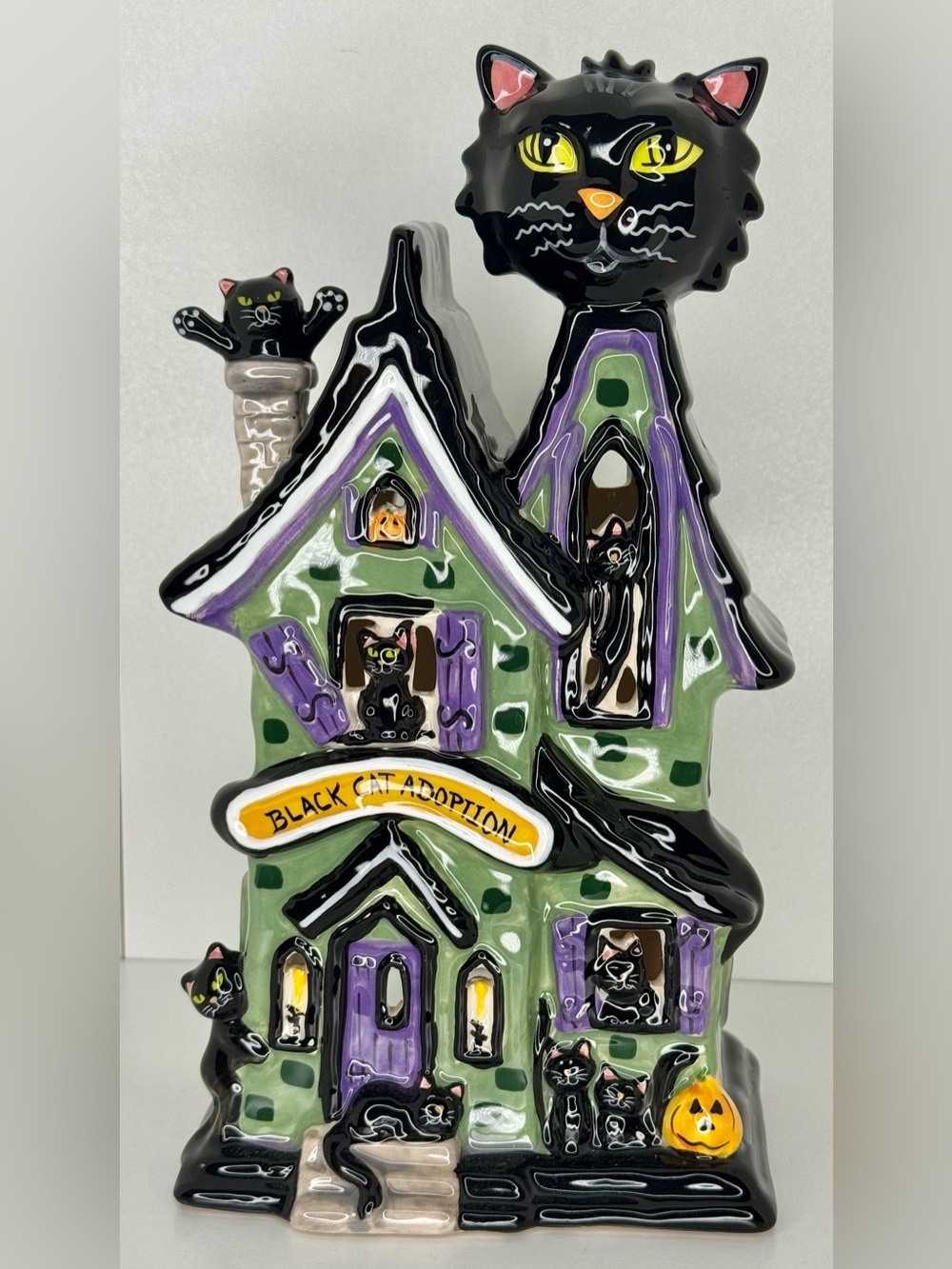 Blue Sky 2025 Black Cat Adoption Tea Light Figurine House NWT